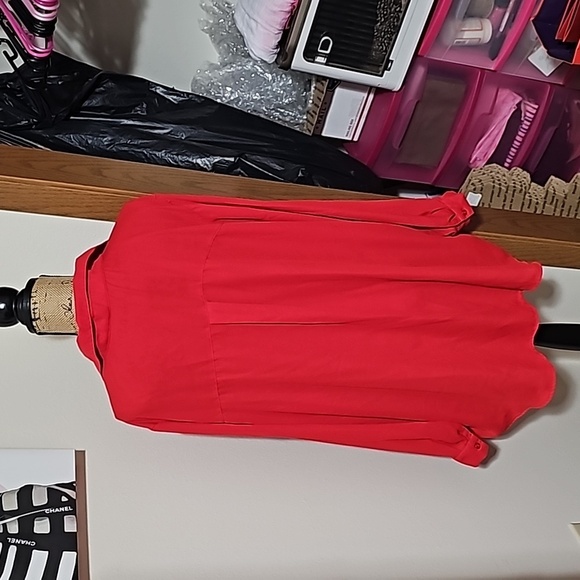 3x button down light weight top. Front of the top features red rinestones. - Picture 3 of 3